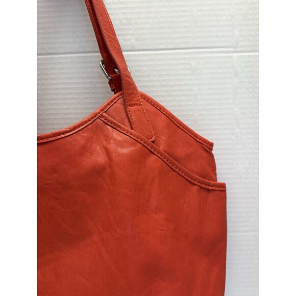 VTG Nine & Co Faux Leather Orange Tangerine Hobo Bag Shoulder Bag Handbag Lined - Picture 13 of 16